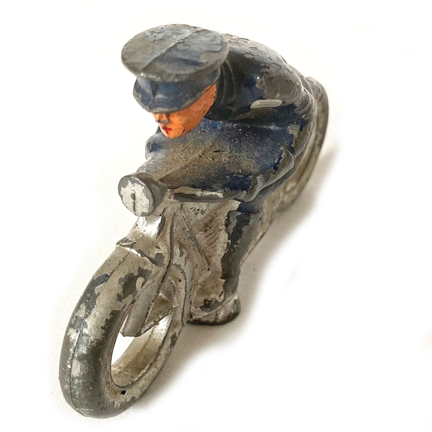 Hollow-cast Barclay lead motorcycle cop toy, Indian or Harley, 1930s-40s