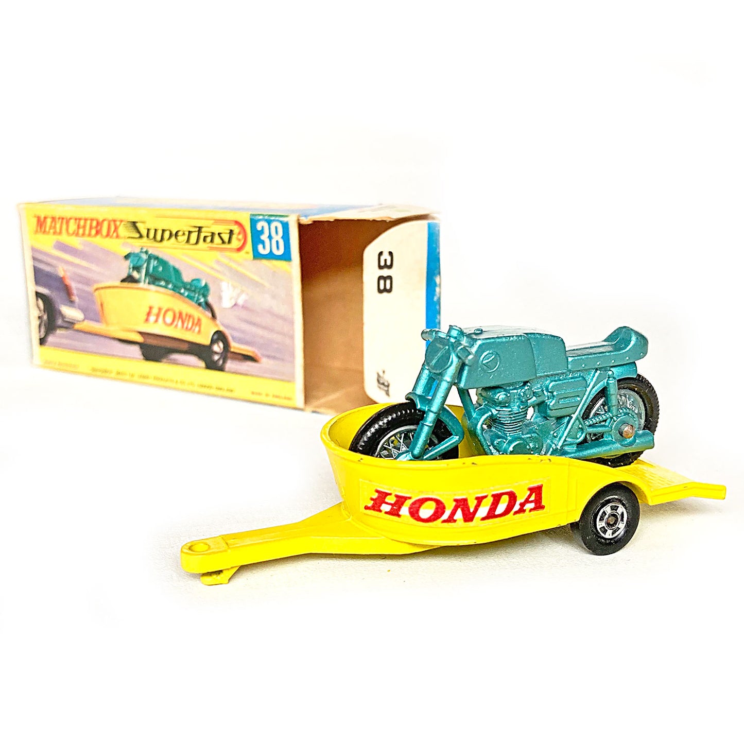 Matchbox Superfast Honda race bike and trailer, MB38, near mint, 1968