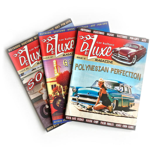 Three Car Kulture Deluxe magazines (issue 5, 7, 8) 2002-3, hot rods, kustoms, SoCal kulture