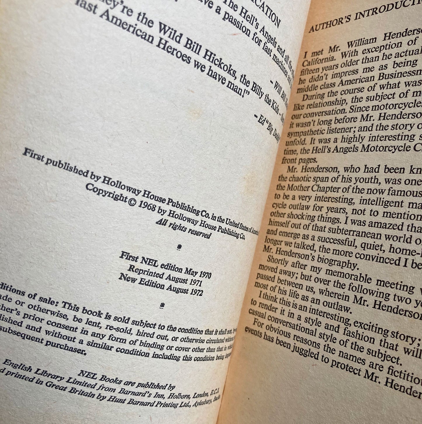 A Place In Hell by H.R. Kaye, New English Library paperback, Hells Angels exposé, 1972